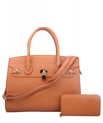 Fashion Padlock 2in1 Satchel WU1096W TAN
